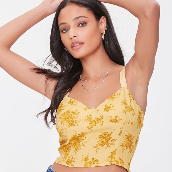 Forever 21 Tops - Floral Print Self Tie Crop Top